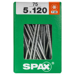 Lot de 75 vis acier tête plate SPAX, Diam.5 mm x L.120 mm - SPAX