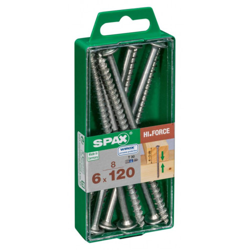 Lot de 8 vis acier tête fraisée bombée torx SPAX, Diam.6 mm x L.120 mm - SPAX