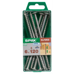 Lot de 8 vis acier tête fraisée bombée torx SPAX, Diam.6 mm x L.120 mm - SPAX