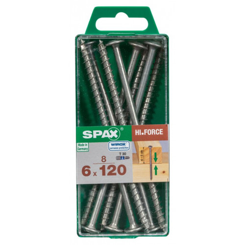 Lot de 8 vis acier tête fraisée bombée torx SPAX, Diam.6 mm x L.120 mm - SPAX