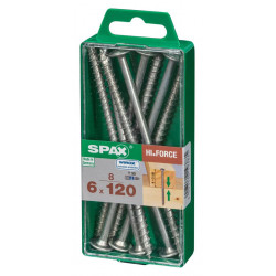 Lot de 8 vis acier tête fraisée bombée torx SPAX, Diam.6 mm x L.120 mm - SPAX