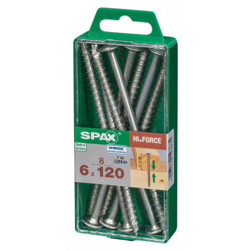 Lot de 8 vis acier tête fraisée bombée torx SPAX, Diam.6 mm x L.120 mm - SPAX