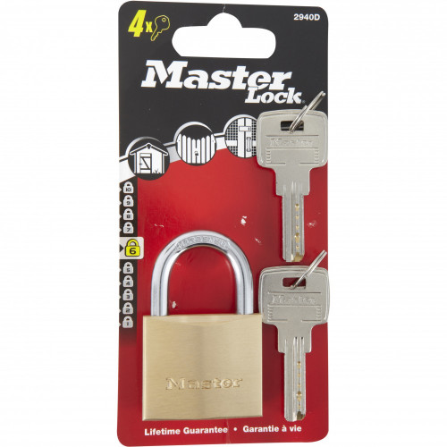 Master Lock 2940EURD Cadenas à Clé Extra Fin en Laiton, Doré, 6,2 x 4 x 1,6 cm - MASTER LOCK