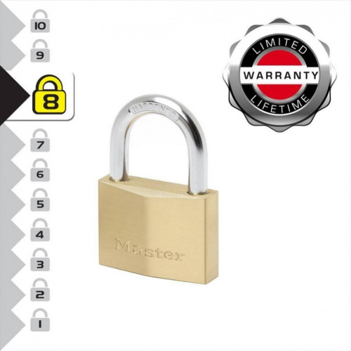 Master Lock 2960EURD Cadenas à Clé Extra Fin en Laiton, Doré, 8,8 x 6 x 2,1 cm - MASTER LOCK