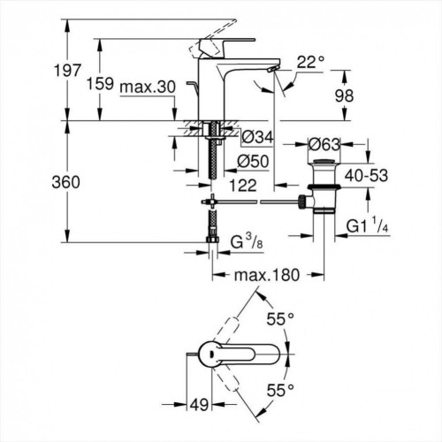 Mitigeur de lavabo chrome brillant, GROHE Get medium - GROHE