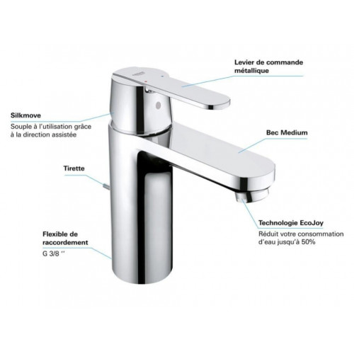 Mitigeur de lavabo chrome brillant, GROHE Get medium - GROHE