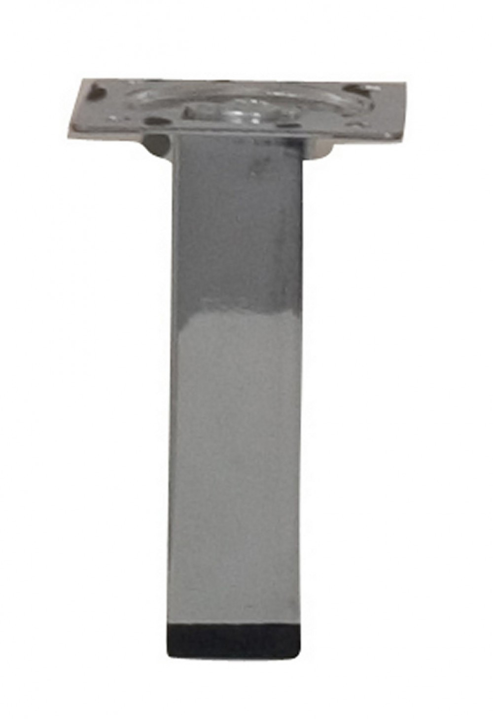 Pied de meuble carré fixe acier chromé gris, 10 cm