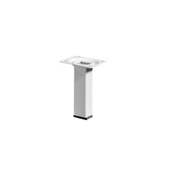 Pied de meuble carré fixe acier époxy blanc, 10 cm - HETTICH