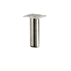 Pied de meuble cylindrique fixe acier brossé gris, 10 cm de marque HETTICH, référence: B6237100