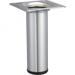 Pied de meuble cylindrique fixe acier chromé gris, 10 cm de marque HETTICH, référence: B6237300