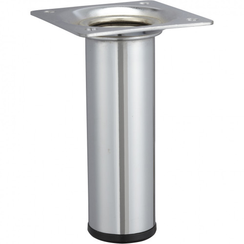 Pied de meuble cylindrique fixe acier chromé gris, 10 cm - HETTICH