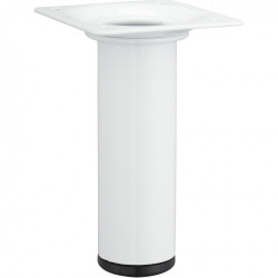 Pied de meuble cylindrique fixe acier époxy blanc, 10 cm - HETTICH