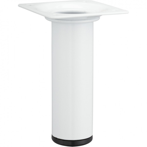 Pied de meuble cylindrique fixe acier époxy blanc, 10 cm - HETTICH