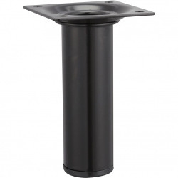 Pied de meuble cylindrique fixe acier époxy noir, 10 cm - HETTICH