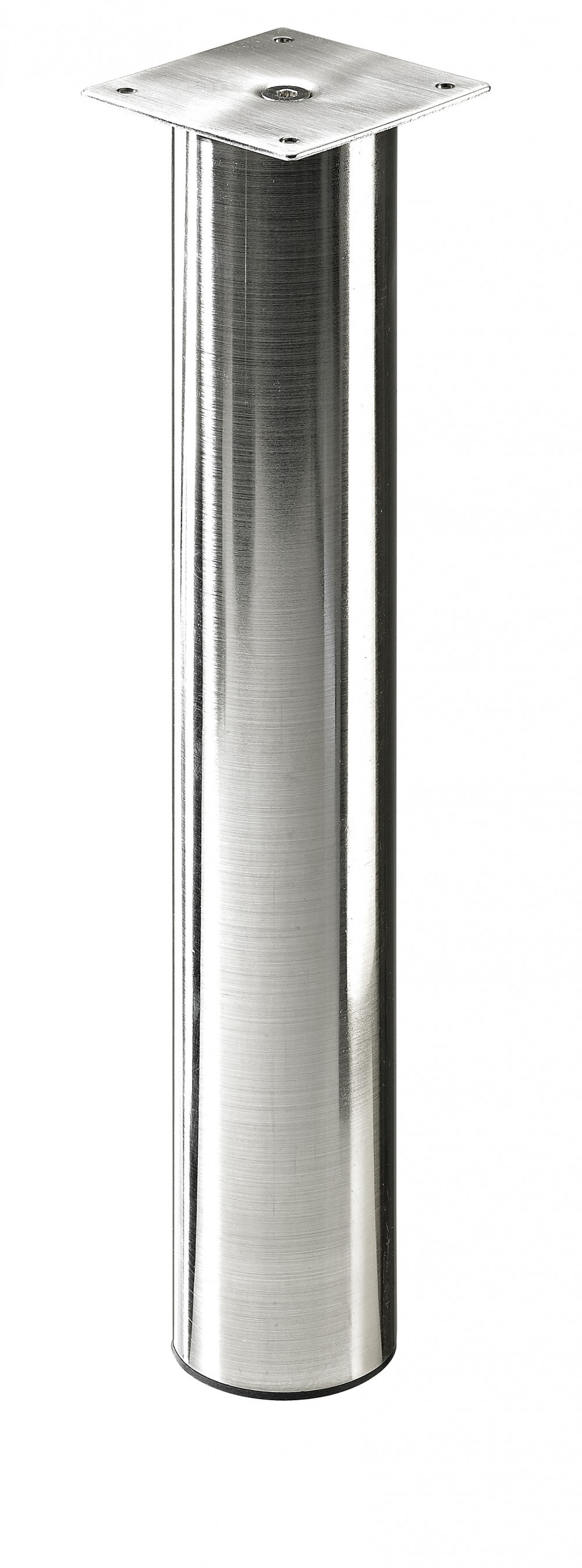 Pied de plan de travail cylindrique réglable acier brossé gris, de 40 à 70 cm