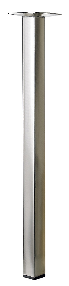 Pied de table basse carré fixe acier brossé gris, 40 cm