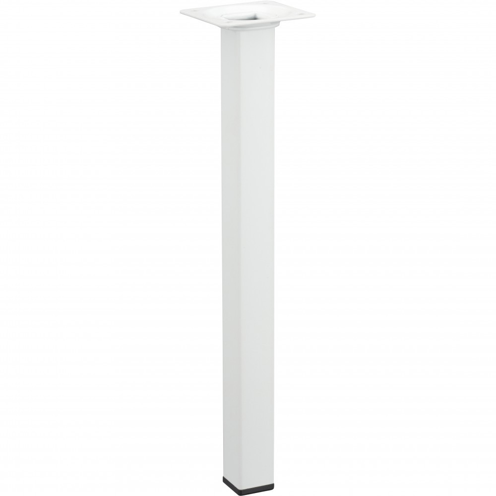 Pied de table basse carré fixe acier époxy blanc, 30 cm