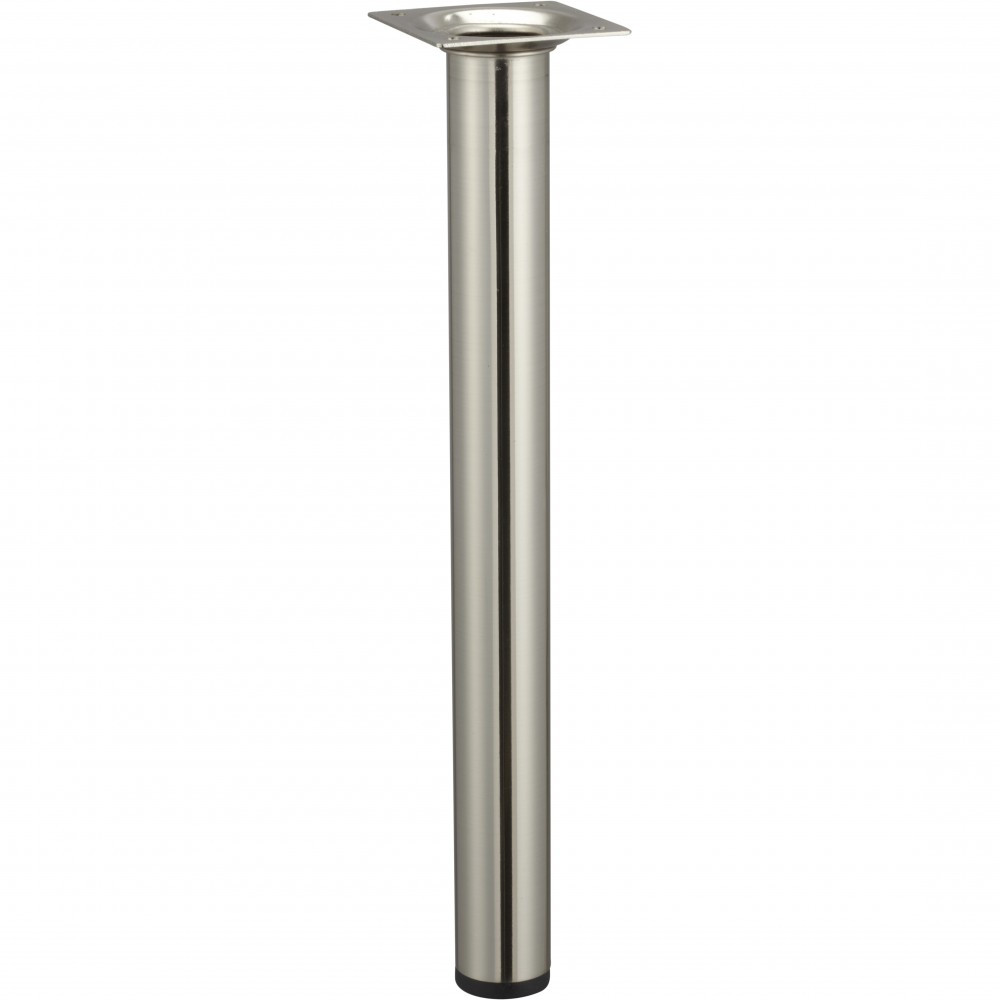 Pied de table basse cylindrique fixe acier brossé gris, 30 cm