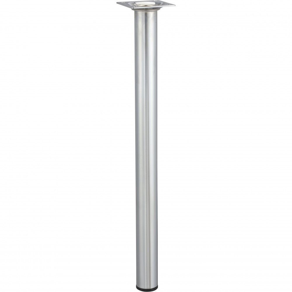 Pied de table basse cylindrique fixe acier chromé gris, 40 cm