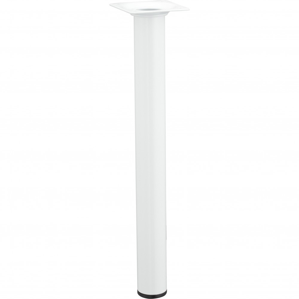 Pied de table basse cylindrique fixe acier époxy blanc, 30 cm