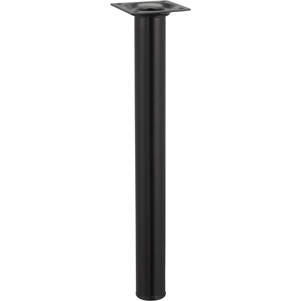 Pied de table basse cylindrique fixe acier époxy noir, 30 cm