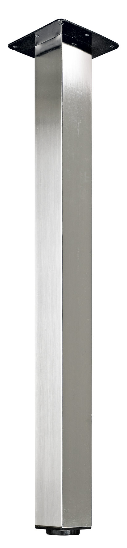 Pied de table carré réglable acier brossé gris, de 70 à 73 cm