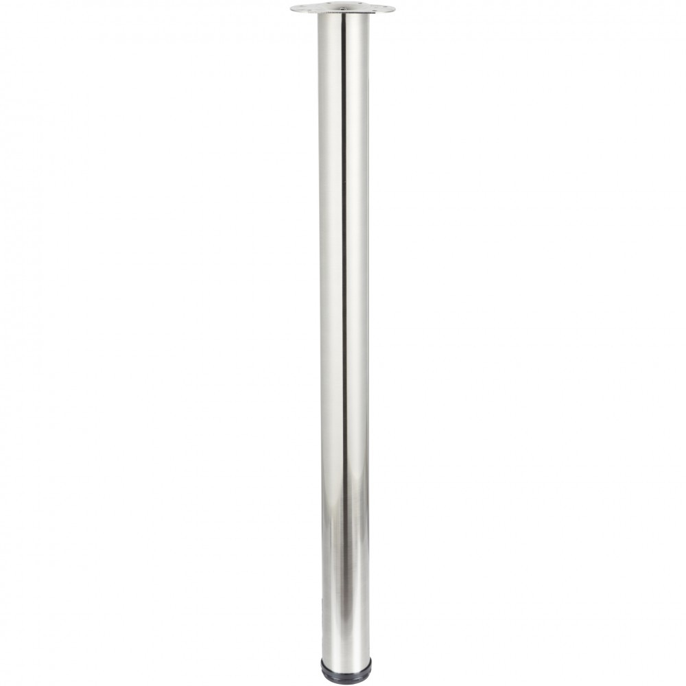 Pied de table cylindrique réglable acier brossé gris, de 110 à 113 cm