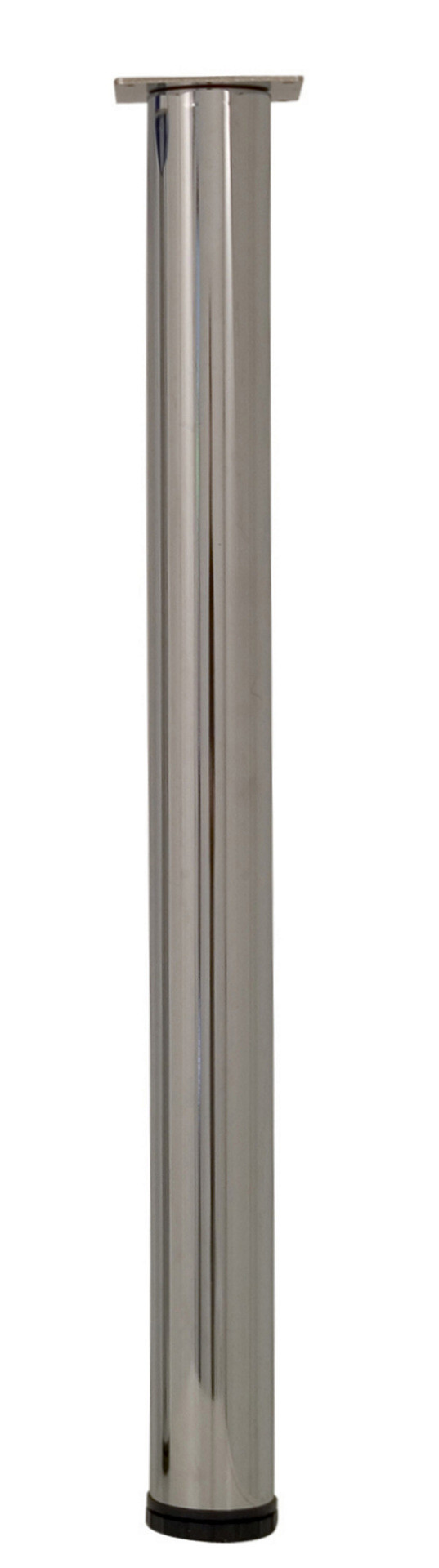 Pied de table cylindrique réglable acier chromé gris, de 70 à 73 cm
