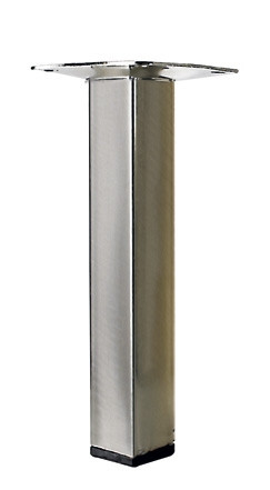 Pied meuble carré HETTICH fixe acier brossé gris