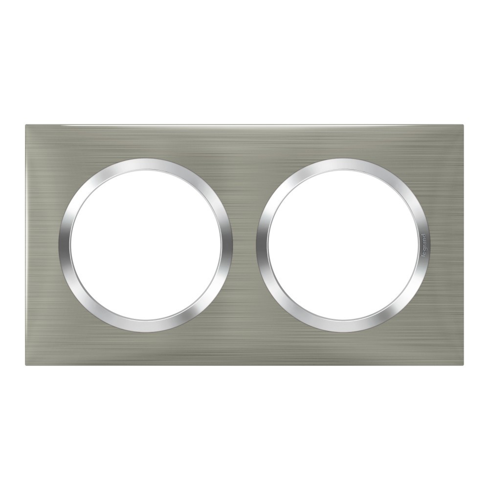 Plaque double Dooxie, LEGRAND, inox brossé