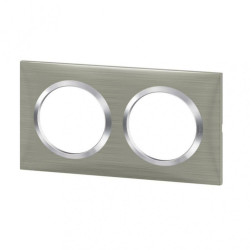 Plaque double Dooxie, LEGRAND, inox brossé - LEGRAND