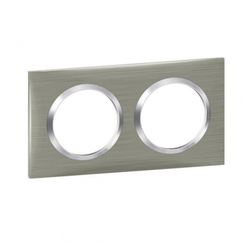 Plaque double Dooxie, LEGRAND, inox brossé - LEGRAND