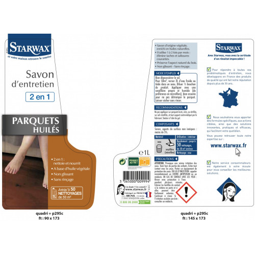 Savon entretien parquet huilé STARWAX 1 l - Starwax