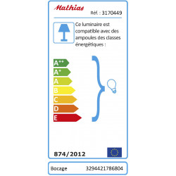 Suspension, e27 campagne Bocage saule gris 1 x 52 W MATHIAS - MATHIAS