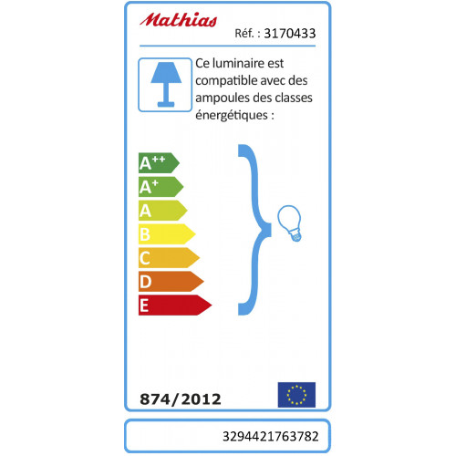 Suspension, e27 campagne Gordes saule naturel 1 x 52 W MATHIAS - MATHIAS