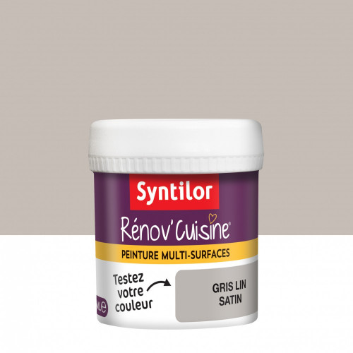 Testeur peinture Cuisine meubles, crédences SYNTILOR, gris lin, 0.075 l, satin - SYNTILOR