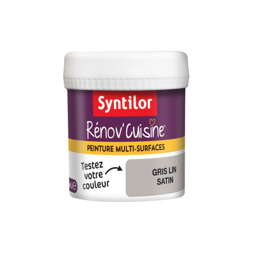 Testeur peinture Cuisine meubles, crédences SYNTILOR, gris lin, 0.075 l, satin - SYNTILOR
