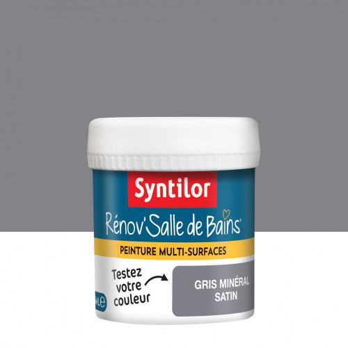 Testeur peinture salle de bain toute surface SYNTILOR gris minéral satiné 0.075l - SYNTILOR