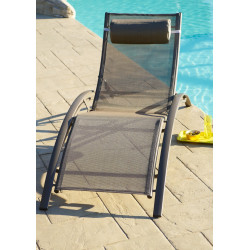 Bain de soleil de jardin en aluminium cappuccino - DCB GARDEN