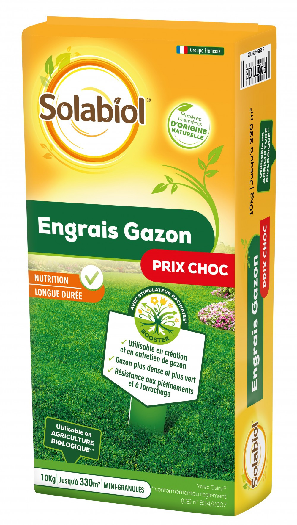 Engrais naturel gazon SOLABIOL 10kg 330 m²