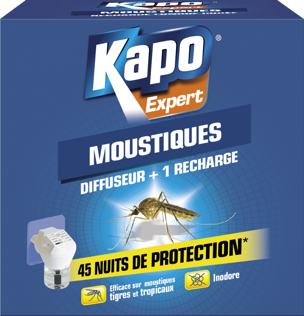 Insecticide diffuseur liquide et 1 recharge moustiques KAPO, 33 ml