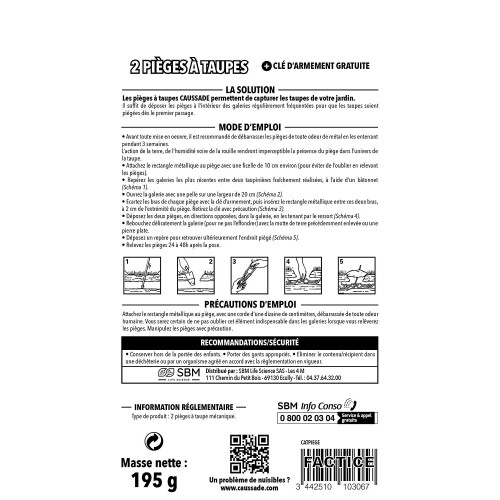 Piège antitaupes CAUSSADE, lot de 2 - CAUSSADE