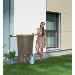 Récupérateur d'eau aérien GARANTIA cylindrique taupe , 300 l - GARANTIA