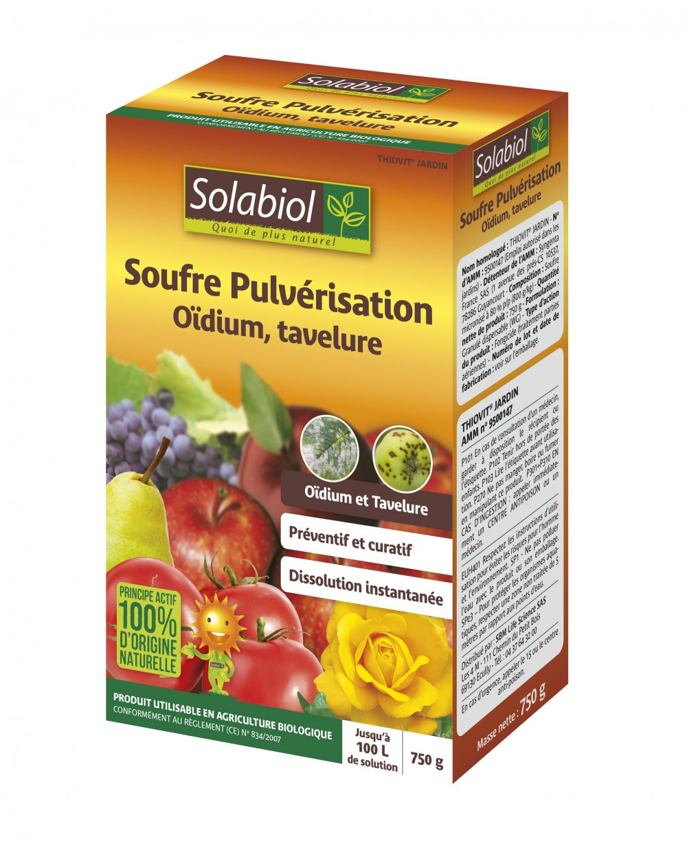 Soufre pulvérisation SOLABIOL, 750g