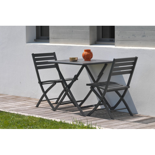 Table de jardin de repas DCB GARDEN Marius carré gris anthracite 2 personnes - DCB GARDEN