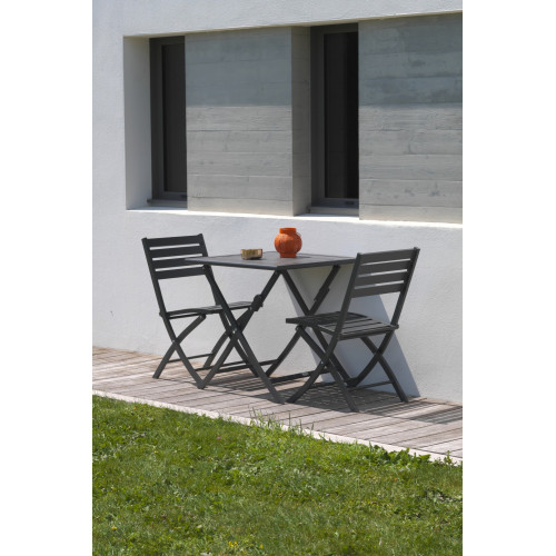 Table de jardin de repas DCB GARDEN Marius carré gris anthracite 2 personnes - DCB GARDEN