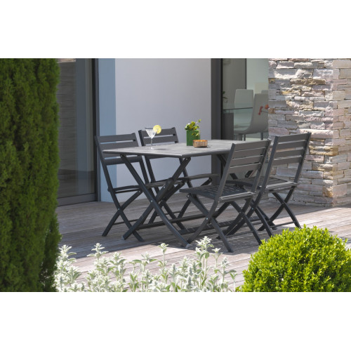 Table de jardin de repas DCB GARDEN Marius rectangulaire gris anthracite 4/6 per - DCB GARDEN