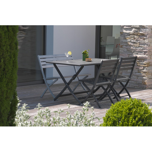 Table de jardin de repas DCB GARDEN Marius rectangulaire gris anthracite 4/6 per - DCB GARDEN