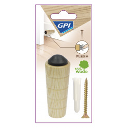 Butée de porte murale GPI bois brut beige Diam.3 cm x L.8 cm - Gpi