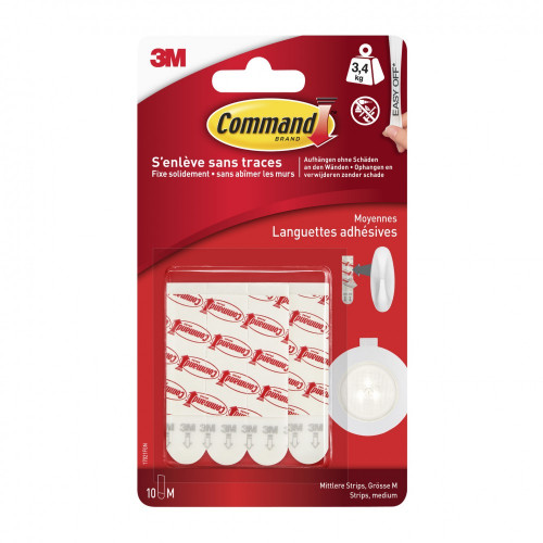 Lot de 10 languettes adhésives Standard COMMAND, blanc - COMMAND